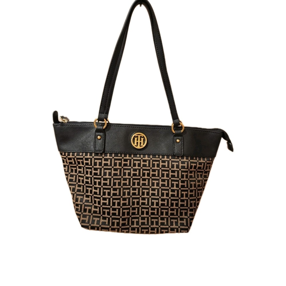 Tommy Hilfiger Purse Bag Handbag Brown &  Black Logo Design‎ Y2K